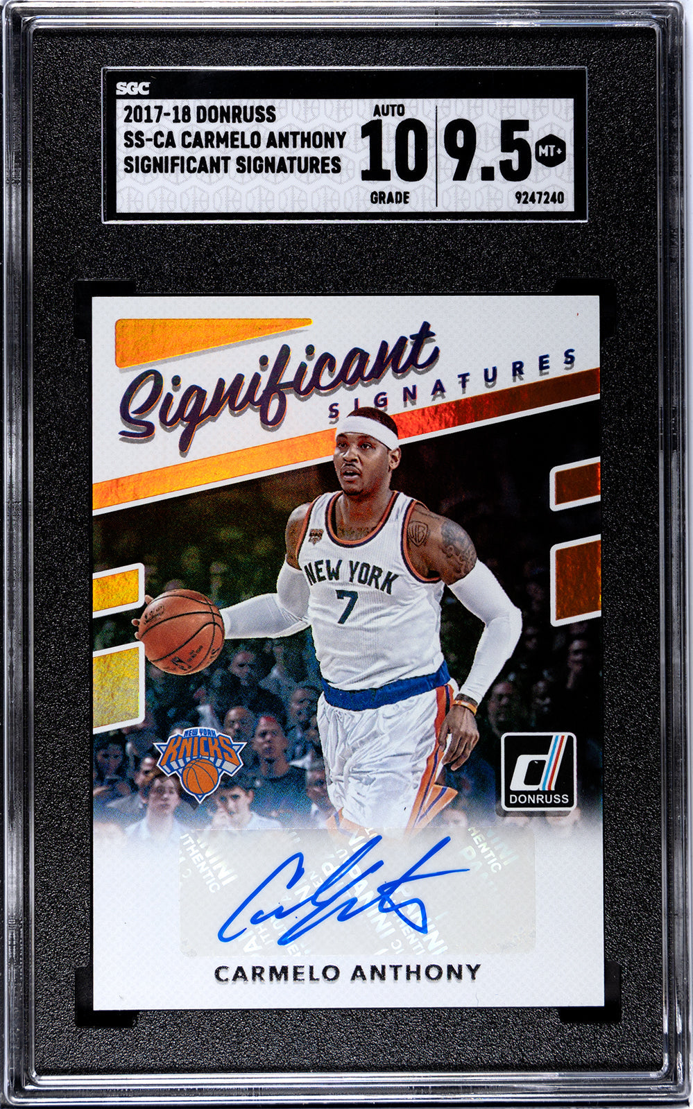 2017-18 Carmelo Anthony Donruss SS-CA Carmelo Anthony Significant Signatures SGC 9.55-Authenticuto-10