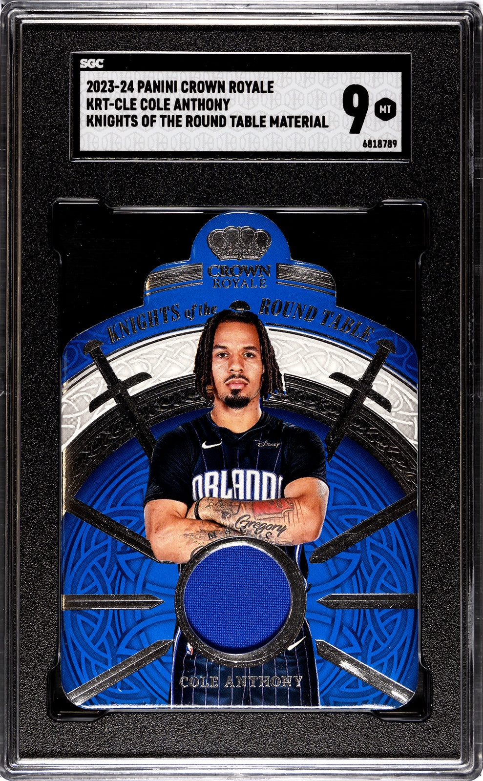 2023-24 Cole Anthony Panini Crown Royale KRT-CLE Cole Anthony Knights Of The Round Table Material SGC 9
