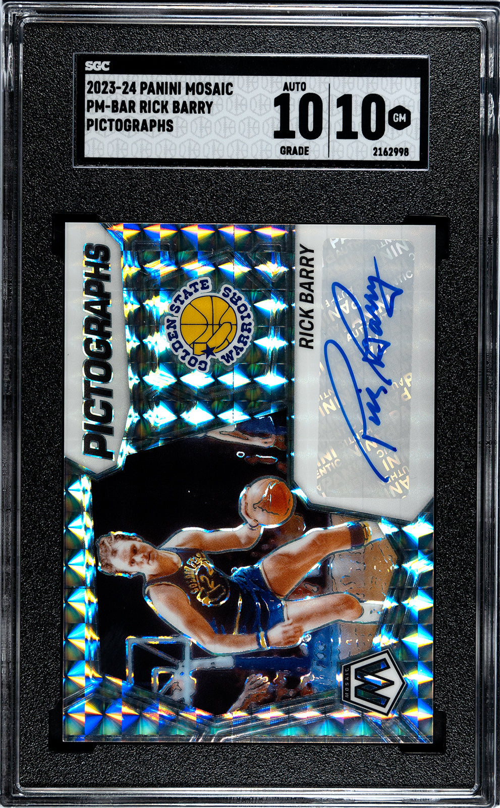 2023-24 Rick Barry Panini Mosaic PM-BAR Rick Barry Pictographs SGC 10-Authenticuto-10