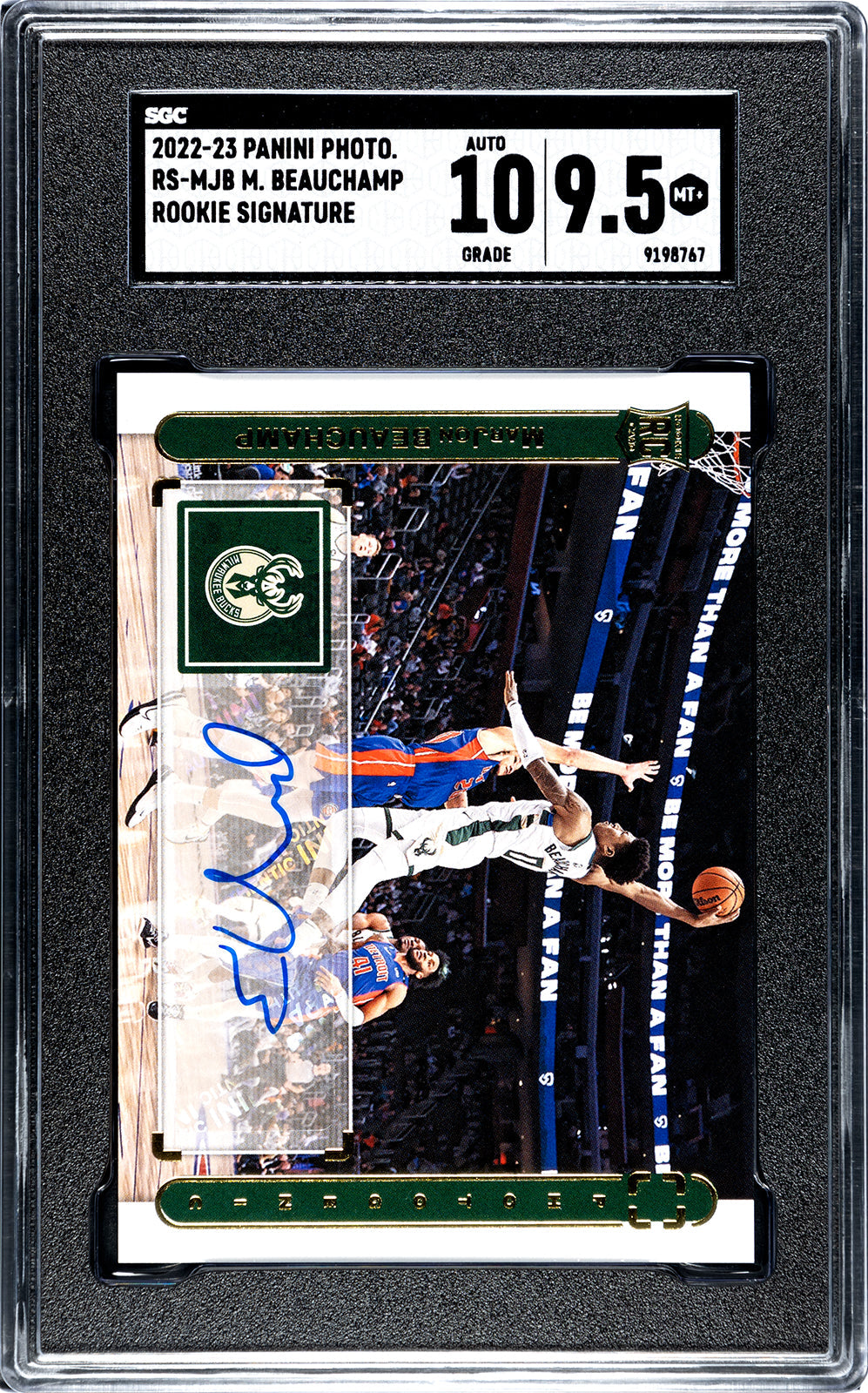 2022-23 M Beauchamp Panini Photo RS-MJB M Beauchamp Rookie Signature SGC 9.55-Authenticuto-10