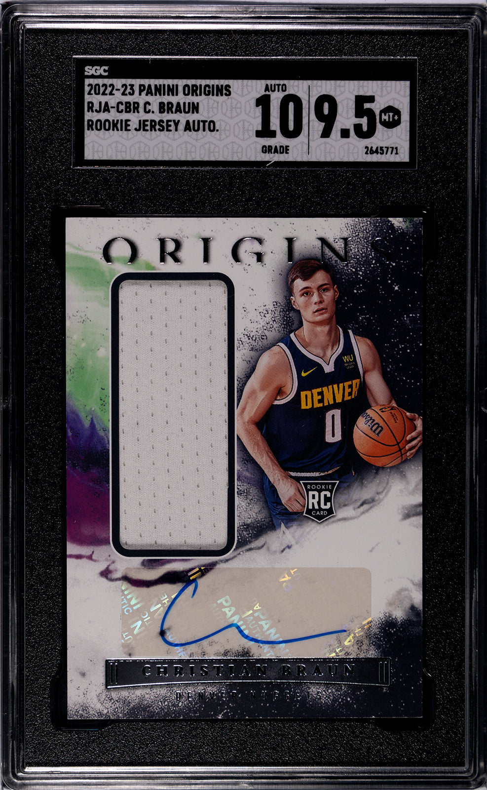 2022-23 C Braun Panini Origins RJA-CBR C Braun Rookie Jersey Auto SGC 9.55-Authenticuto-10