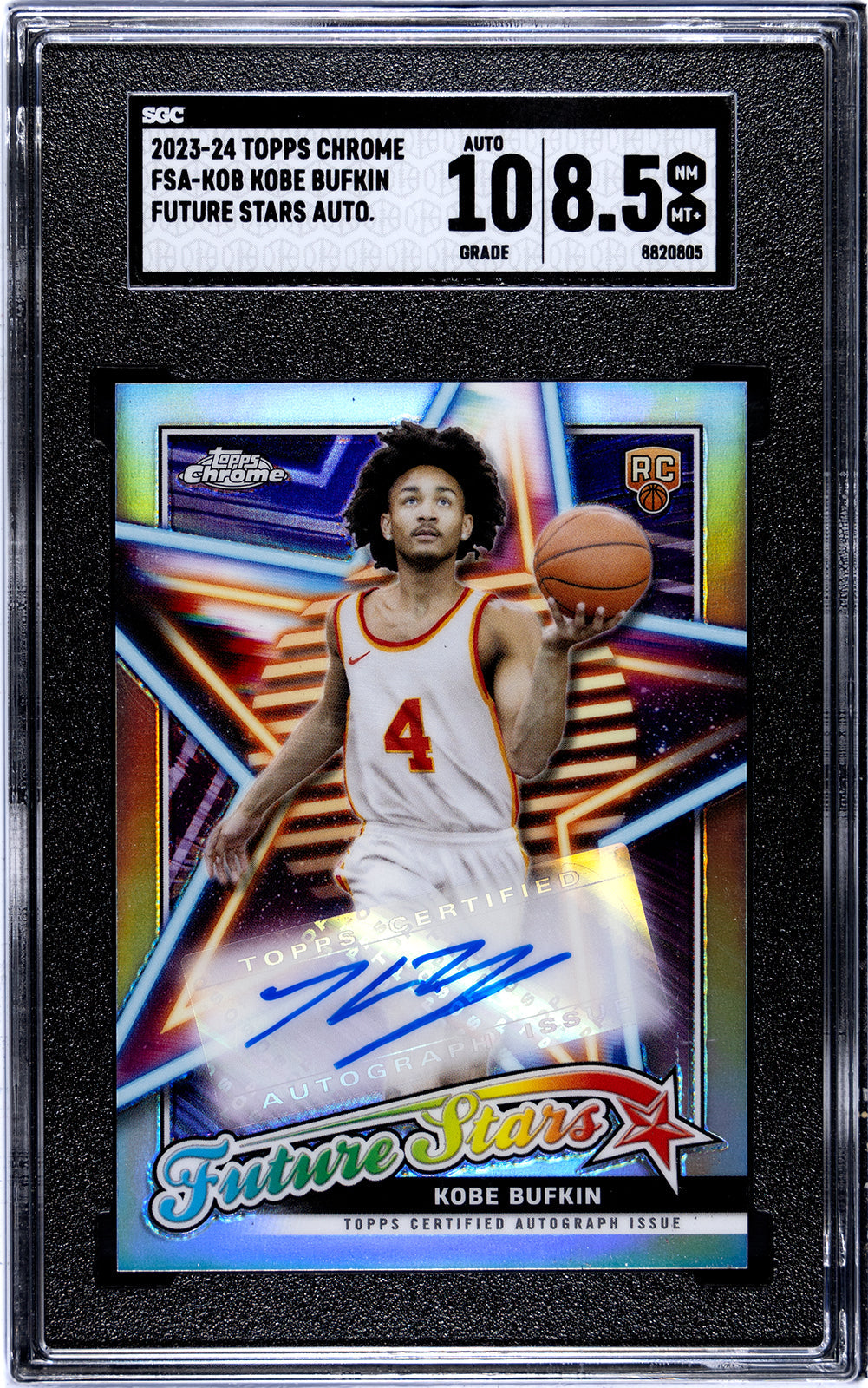 2023-24 Kobe Bufkin Topps Chrome FSA-KOB Kobe Bufkin Future Stars Auto SGC 8.55-Authenticuto-10