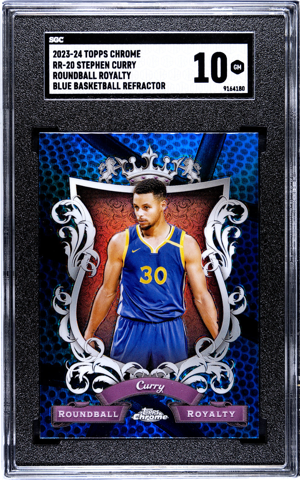 2023-24 Stephen Curry Topps Chrome RR-20 Stephen Curry Roundball Royalty Blue Basketball Refractor SGC 10