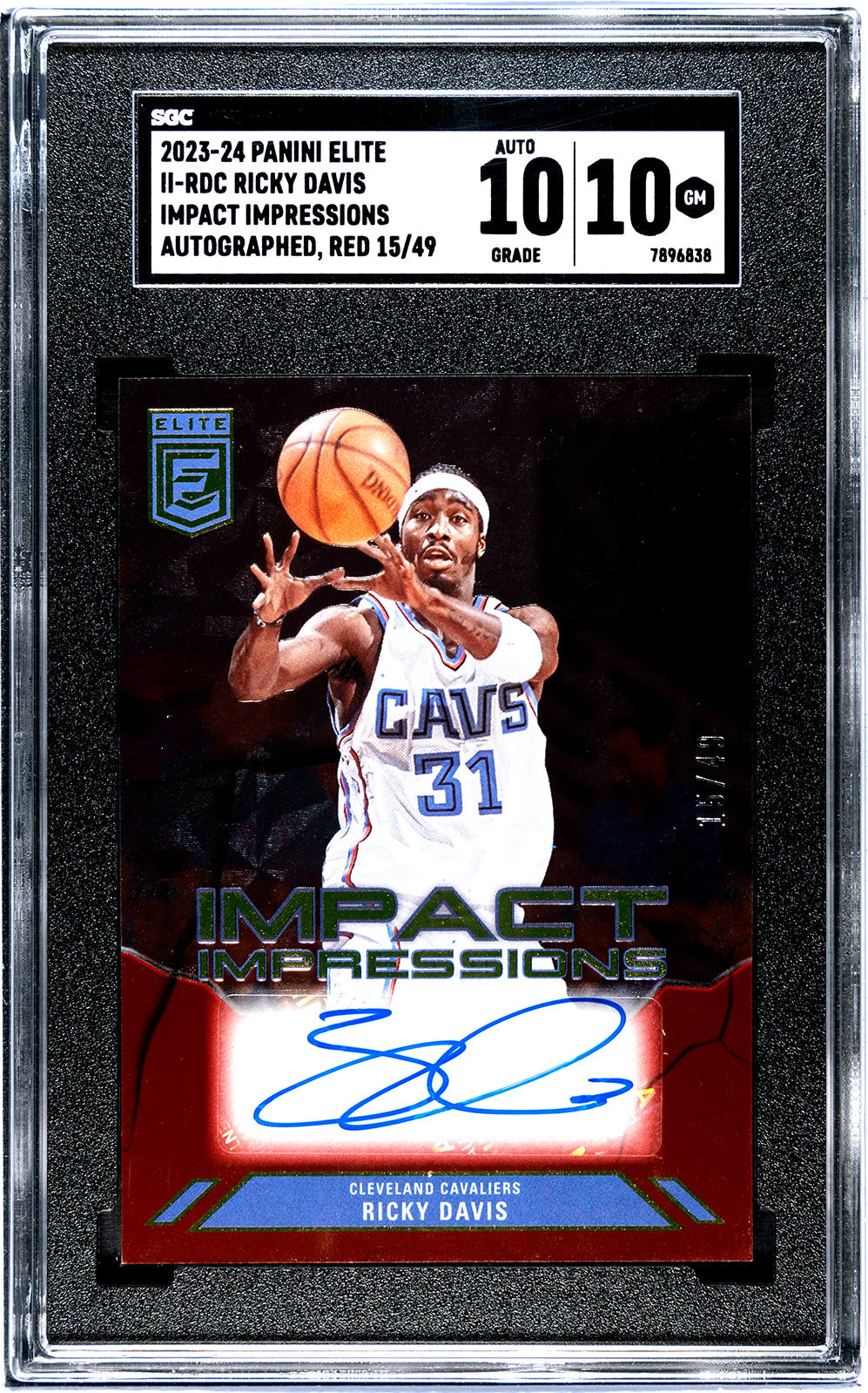 2023-24 Ricky Davis Panini Elite - SGC 10-Auto-10