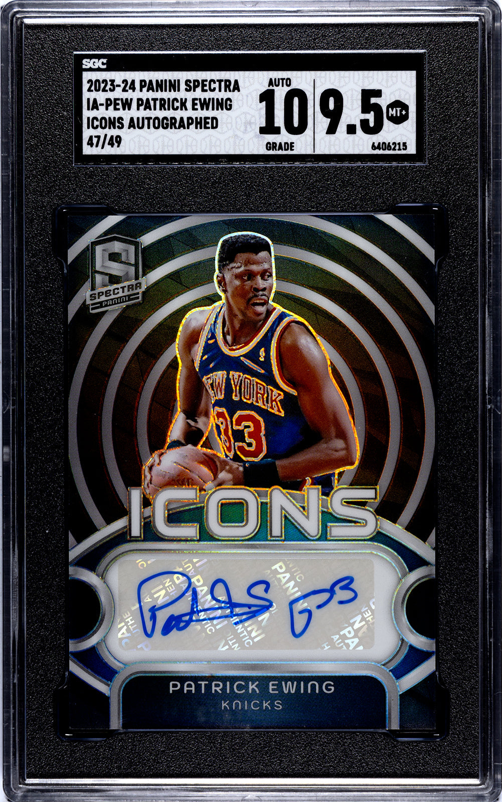 2023-24 Patrick Ewing Panini Spectra - SGC 9pt5-Auto-10