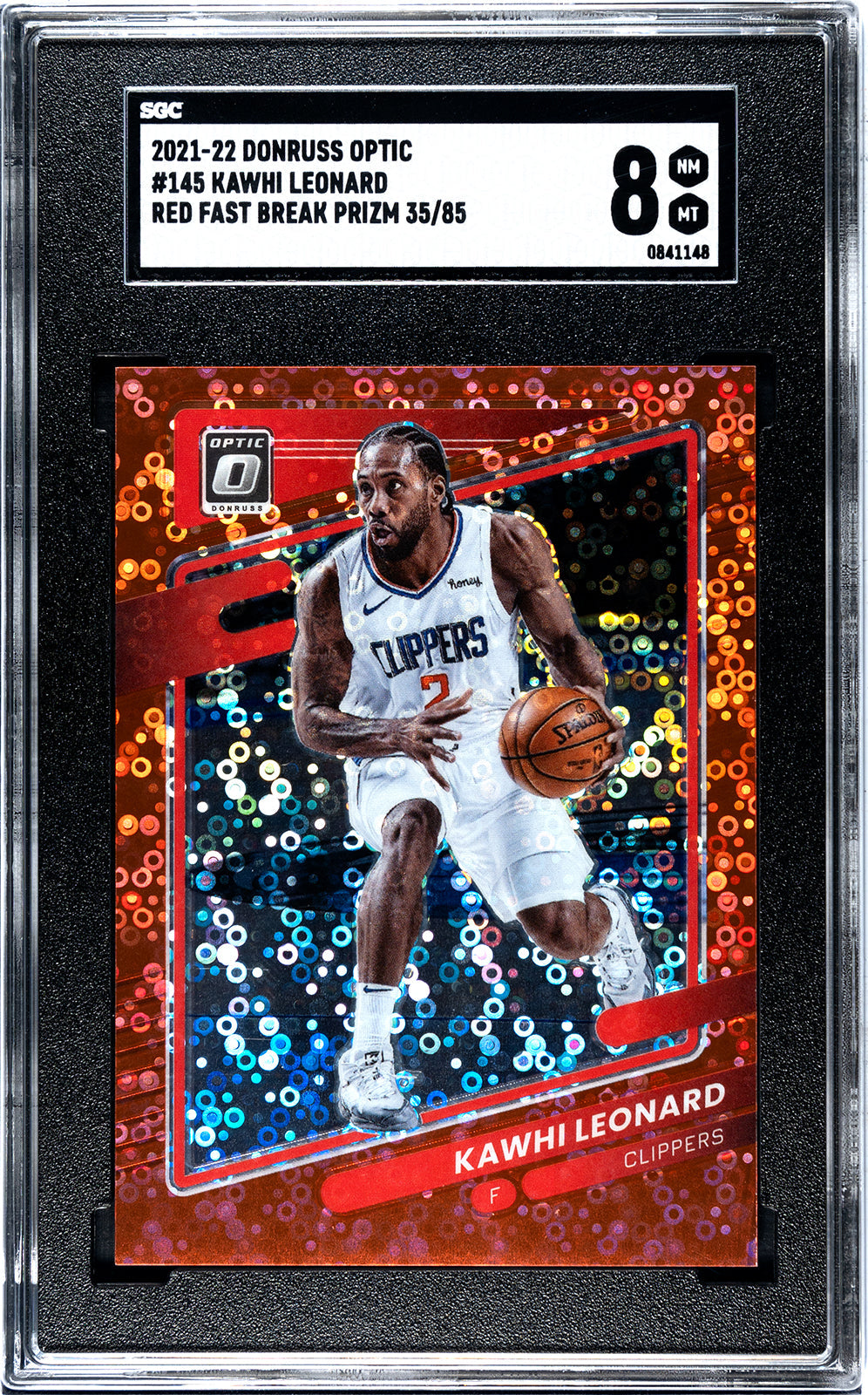 leonard_kawhi_2021-22_donruss_optic_145_kawhi_leonard_red_fast_break_prizm_35-85_sgc-grade-8_auth-0841148