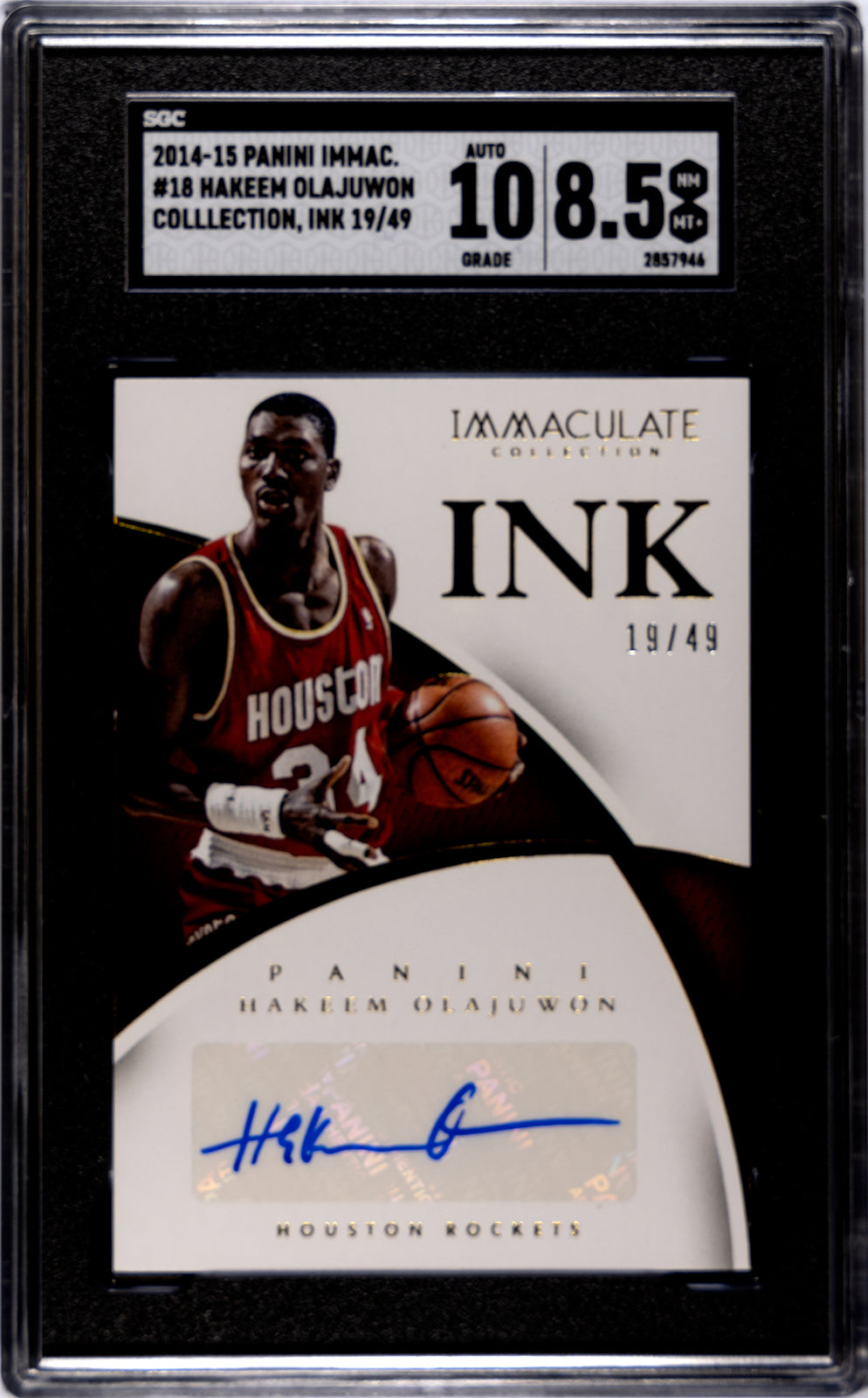 2014-15 Olajuwon Panini Immaculate - SGC 8pt5-Auto-10