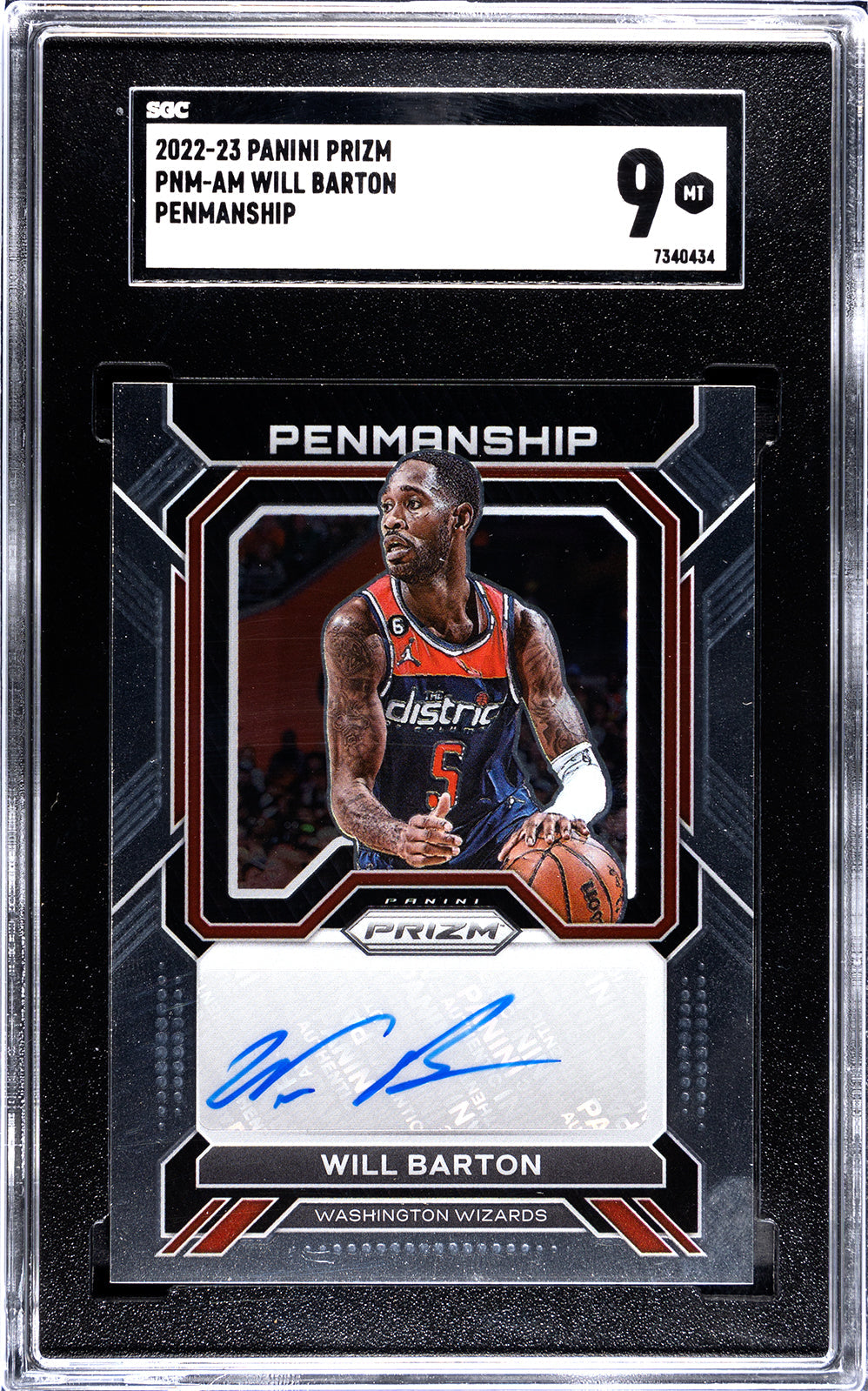2022-23 Will Barton Penmanship Panini Prizm - SGC 9