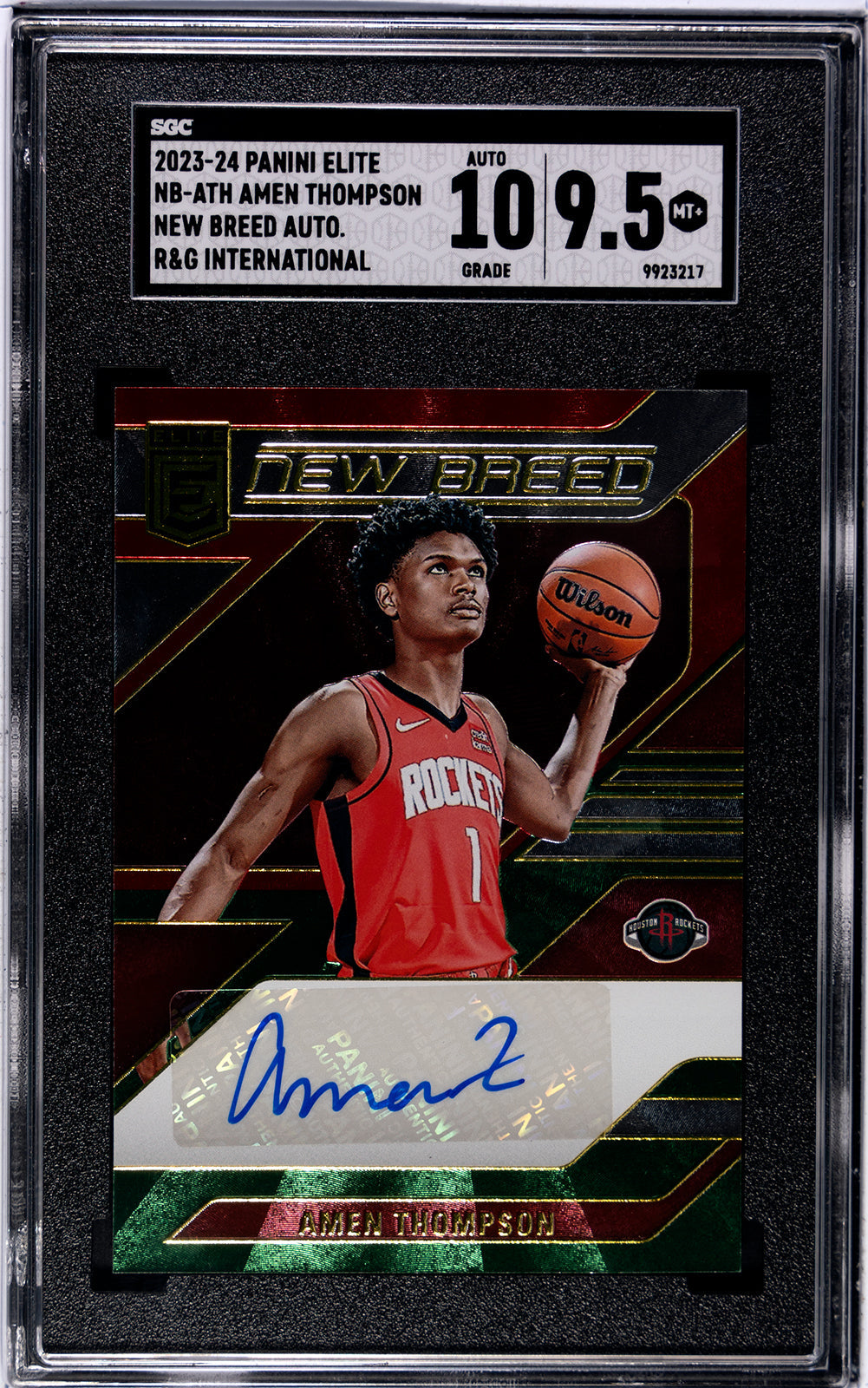 2023-24 Amen Thompson Panini Elite - SGC 9pt5-Auto-10