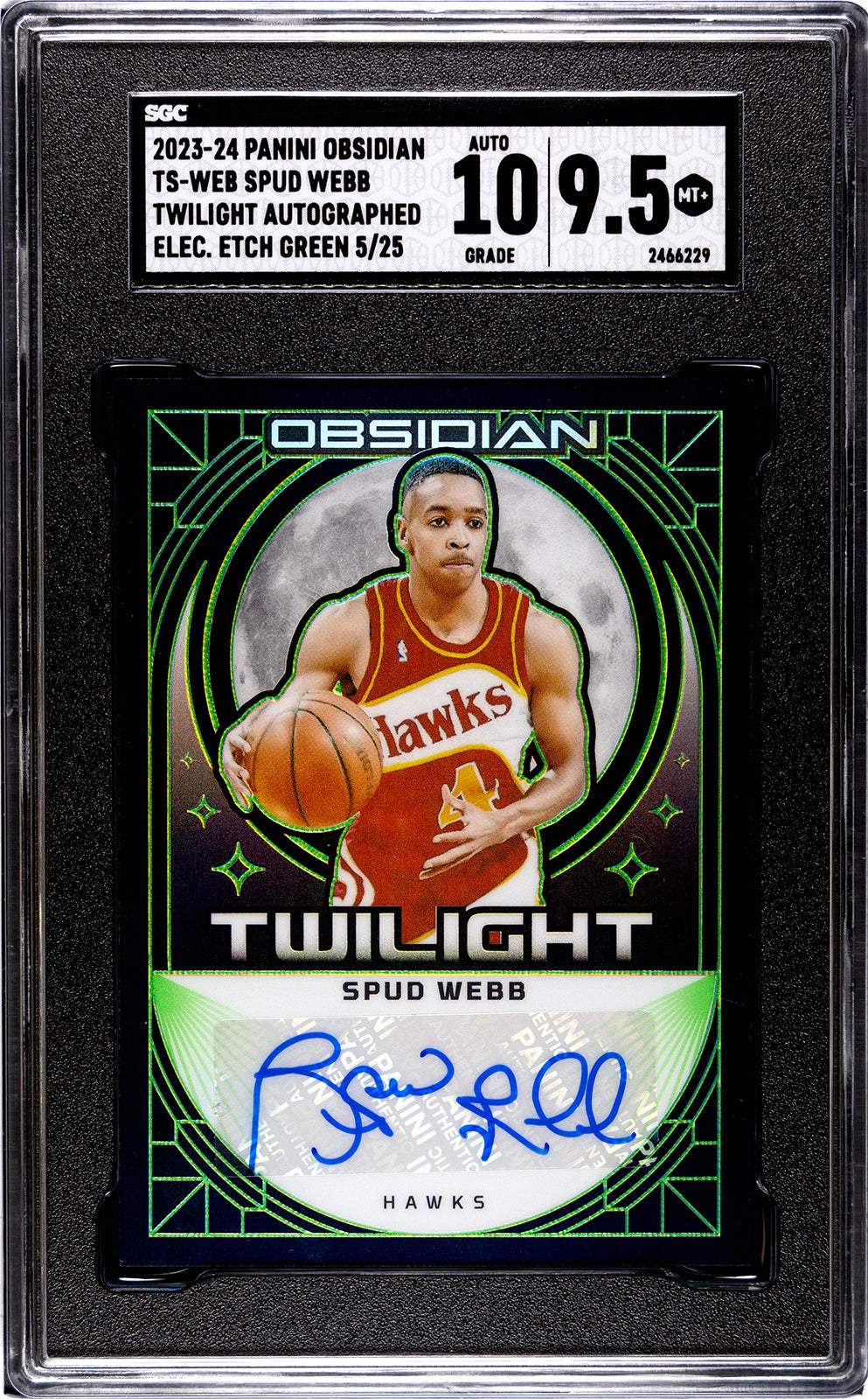webb_spud_2023-24_panini_obsidian_ts-web_spud_webb_twilight_autographed_elec_etch_green_5-25_sgc-grade-9pt5-auto-10_auth-2466229