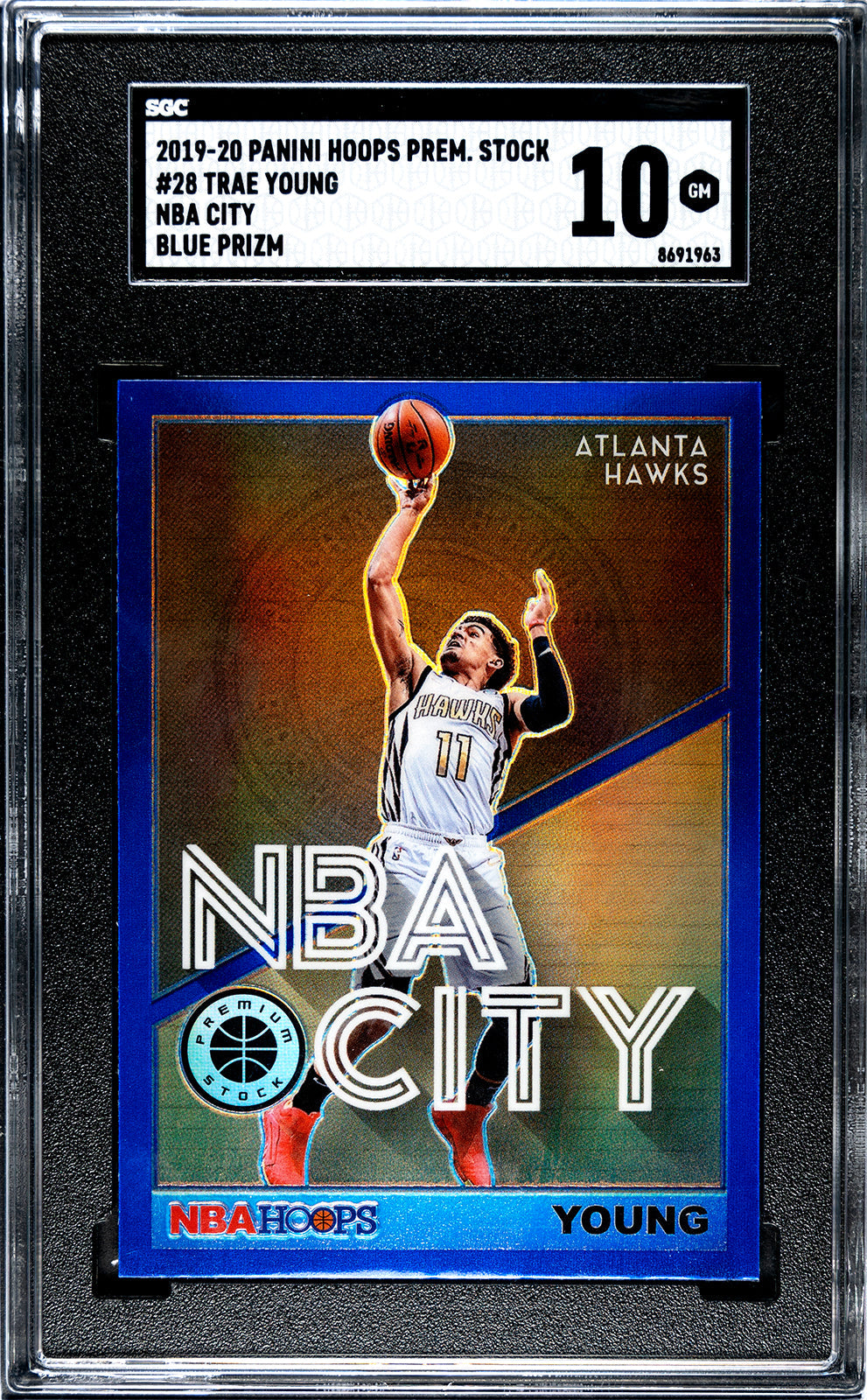 2019-20 Trae Young Hoops NBA City Blue Prizm sgc 10