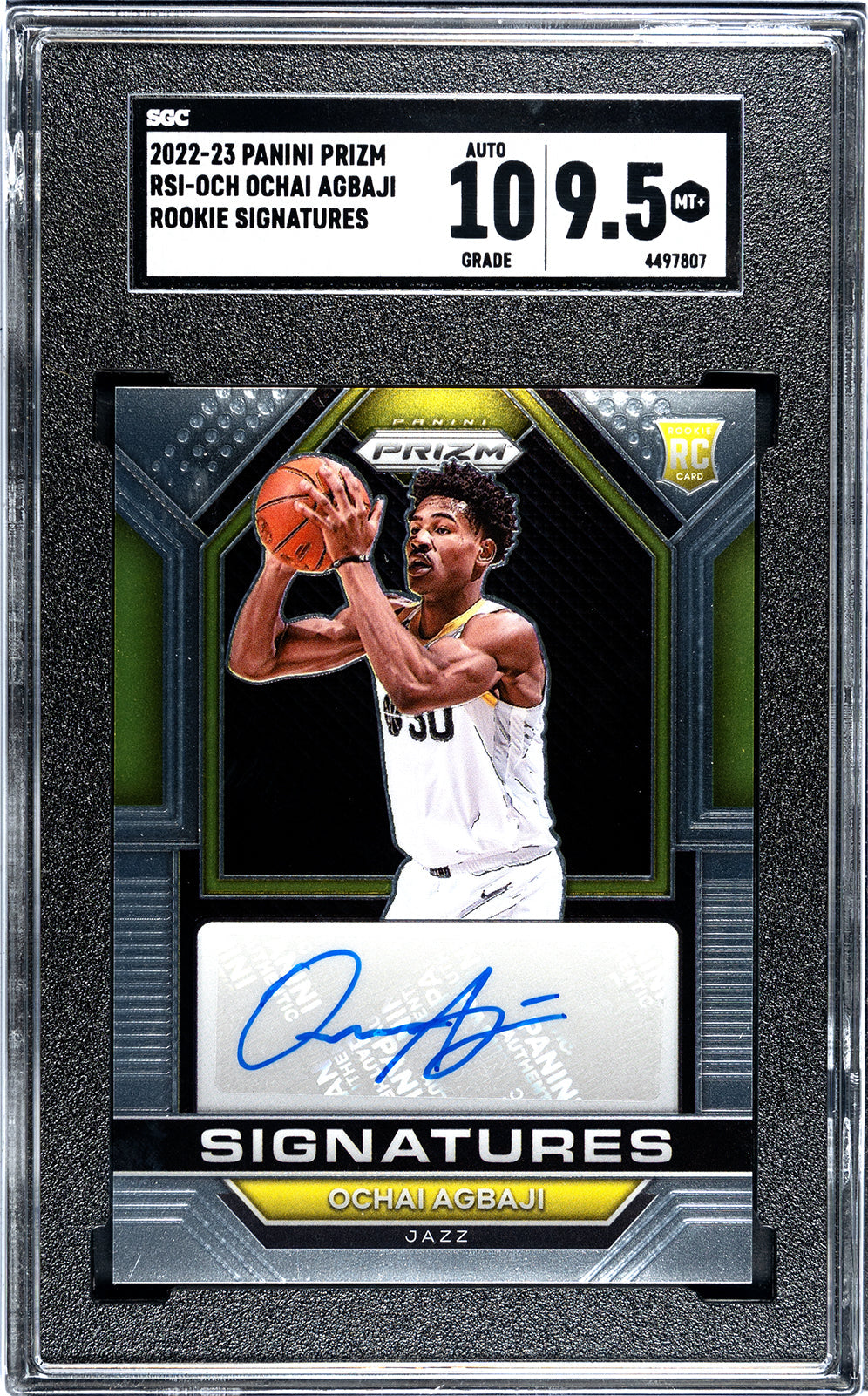 2022-23 Ochai Agbaji Panini Prizm RSI-OCH Ochai Agbaji Rookie Signatures SGC 9.55-Authenticuto-10