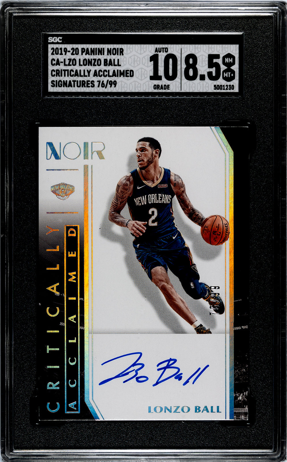 2019-20 Lonzo Ball Panini Noir CA-LZO Lonzo Ball Critically Acclaimed Signatures SGC 8.55-Authenticuto-10