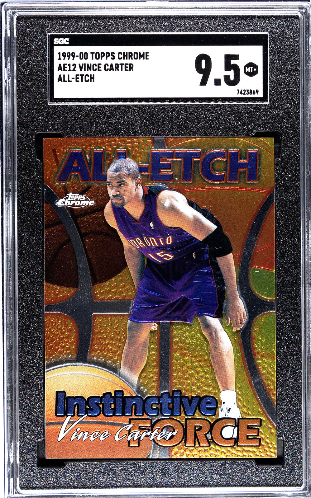 1999-00 Vince Carter Topps Chrome AE12 Vince Carter All-Etch SGC 9.55