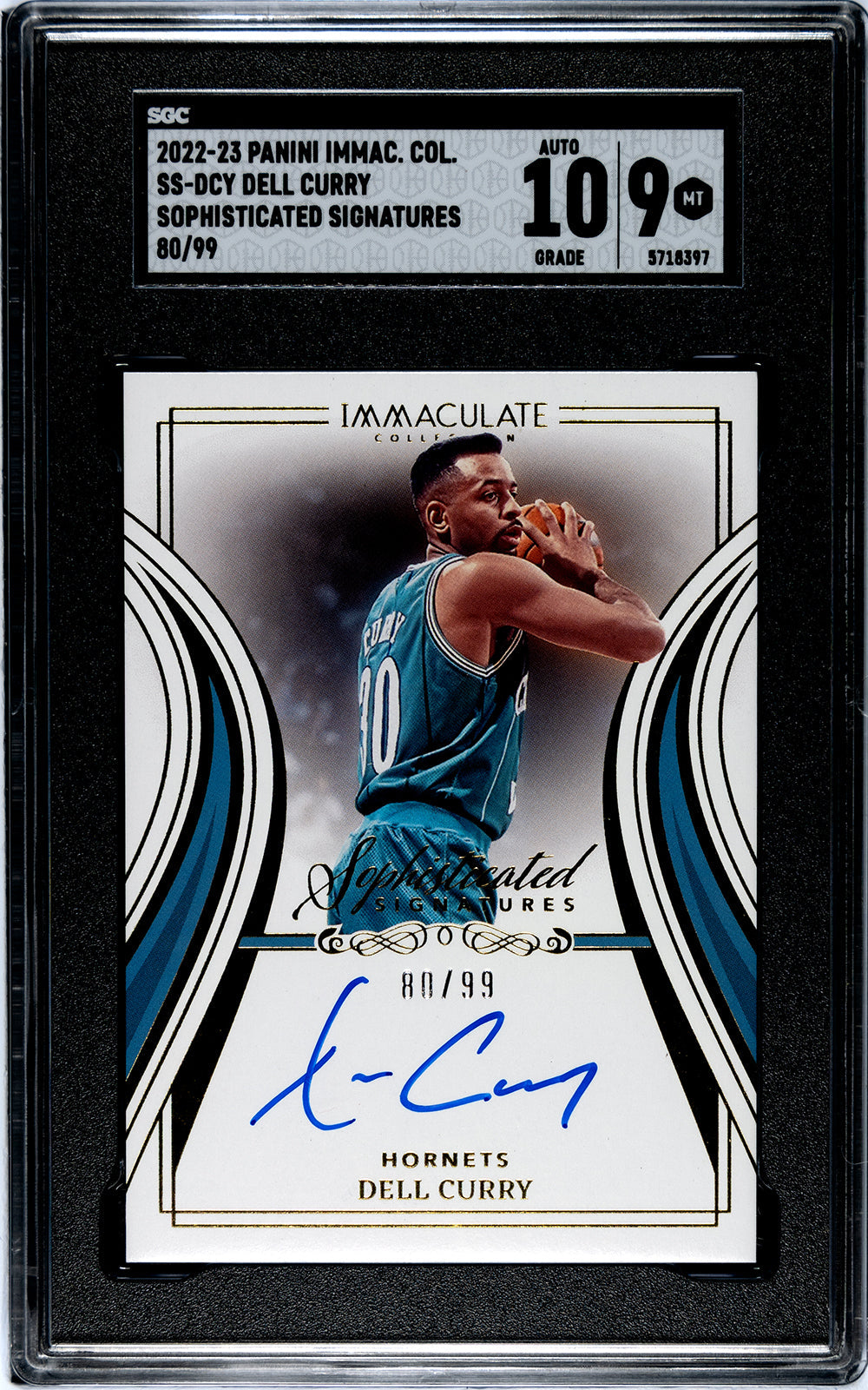 2022-23 Immac Col Panini Immac Col SS-DCY Dell Curry Sophisticated Signatures SGC 9-Authenticuto-10