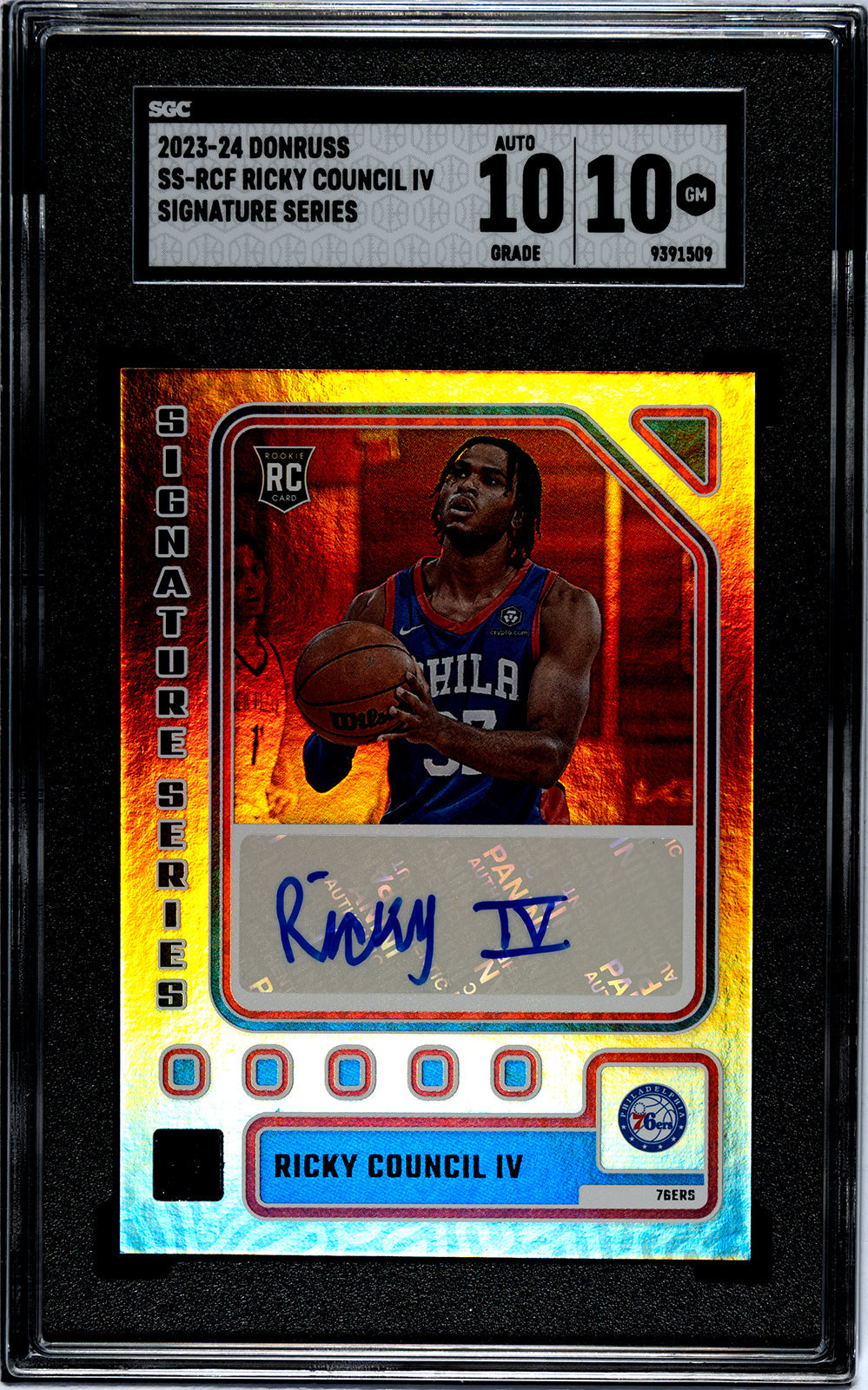 2023-24 Ricky Council Donruss SS-RCF Ricky Council IV Signature Series SGC 10-Authenticuto-10