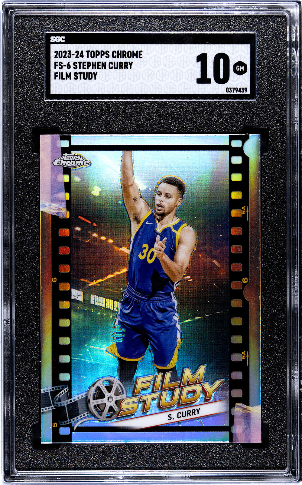 2023-24 Stephen Curry Topps Chrome FS-6 Stephen Curry Film Study SGC 10