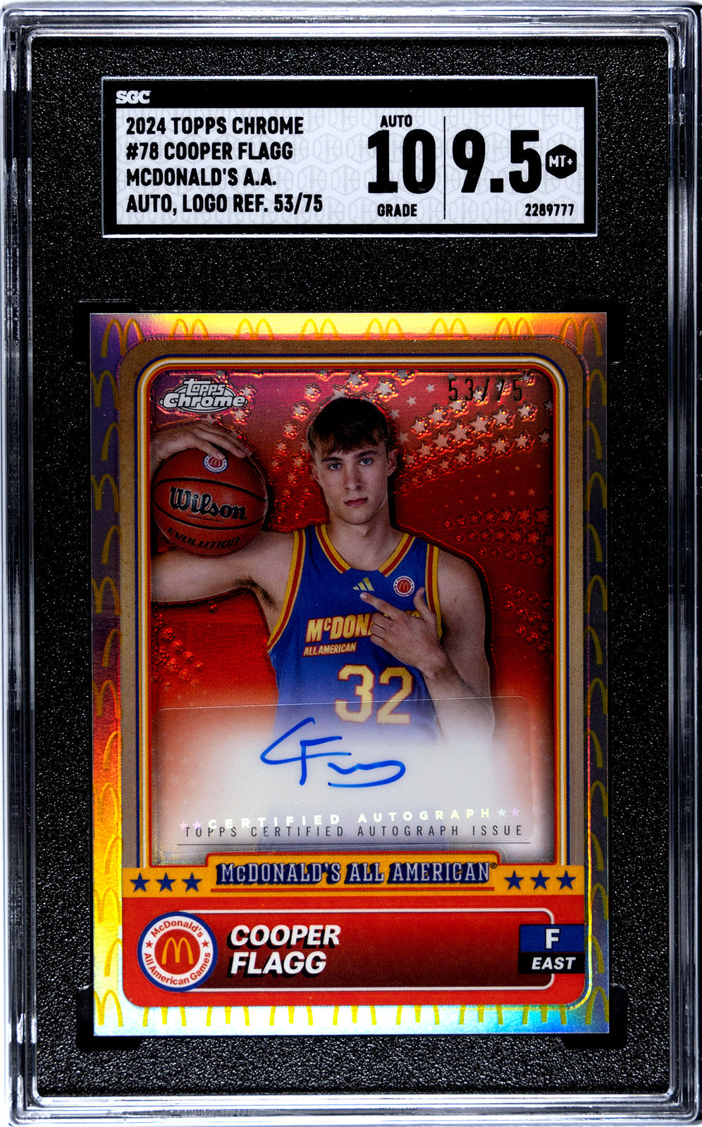 2024 Cooper Flagg Topps Chrome - SGC 9pt5-Auto-10