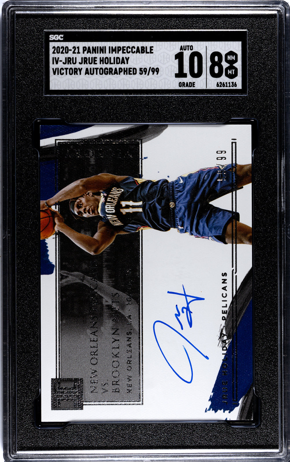 holiday_jrue_2020-21_panini_impeccable_iv-jru_jrue_holiday_victory_autographed_59-99_sgc-grade-8-auto-10_auth-6261136