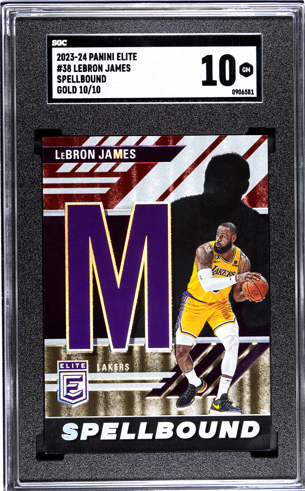 james_lebron_2023-24_panini_elite_38_lebron_james_spellbound_gold_10-10_sgc-grade-10_auth-0906581