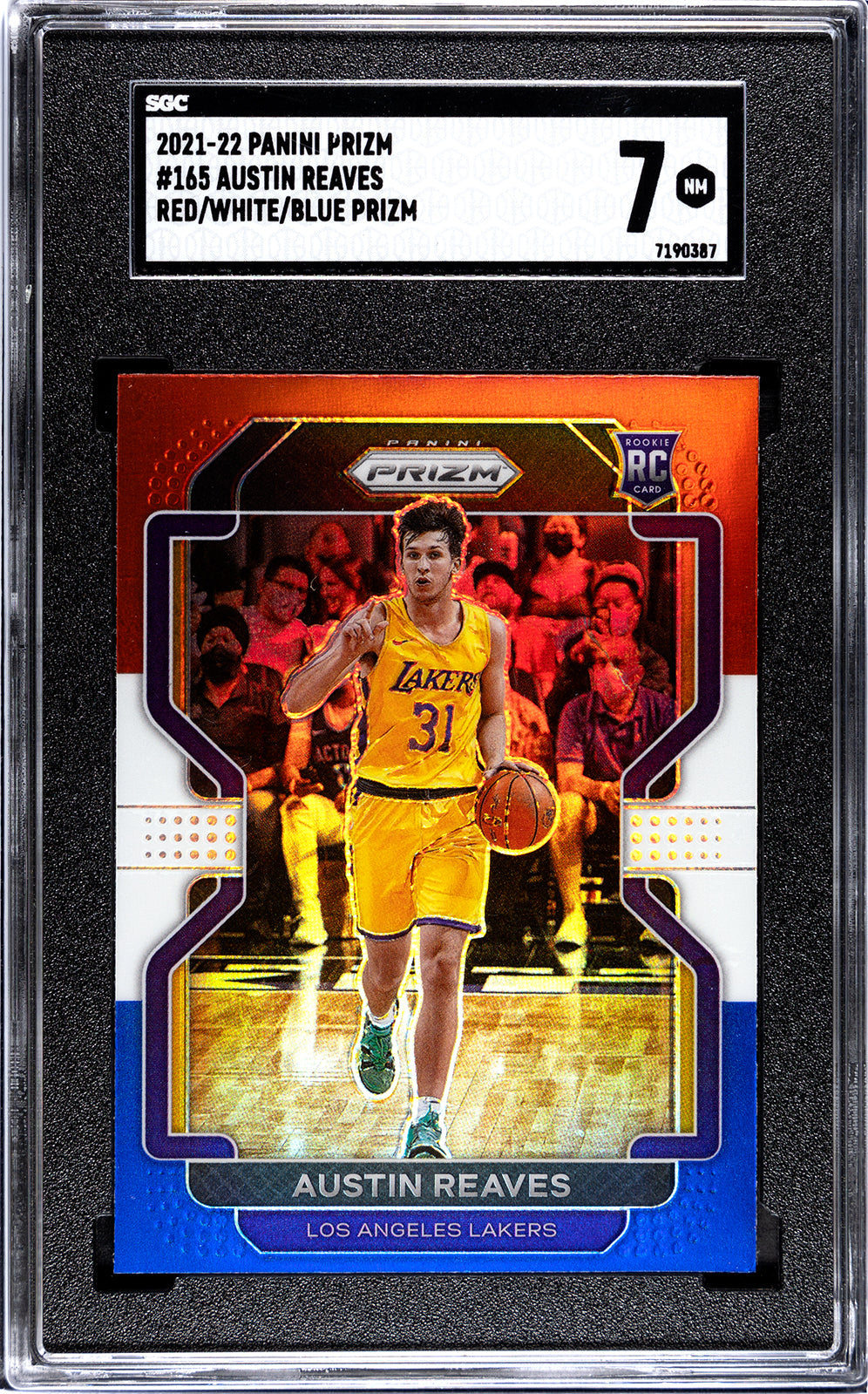 reaves_austin_2021-22_panini_prizm_165_austin_reaves_red-white-blue_prizm_sgc-grade-7_auth-7190387