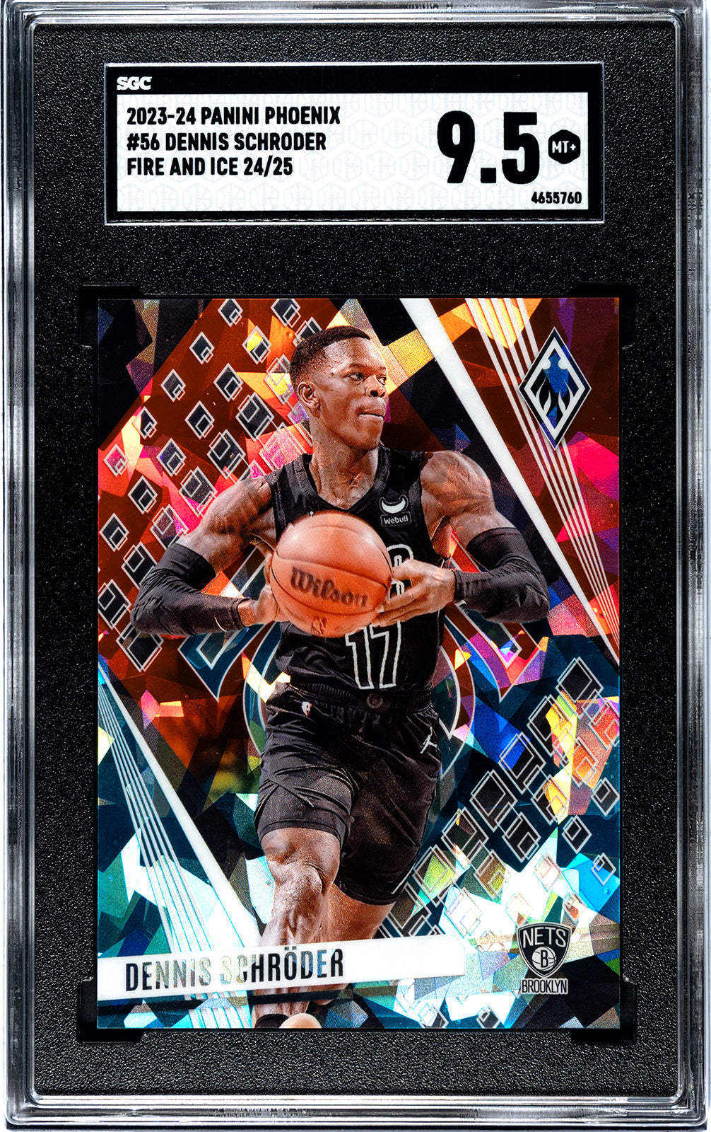 2023-24 Dennis Schroder Panini_Phoenix_56_Dennis_Schroder_Fire_and_Ice_24 25 SGC 9.55