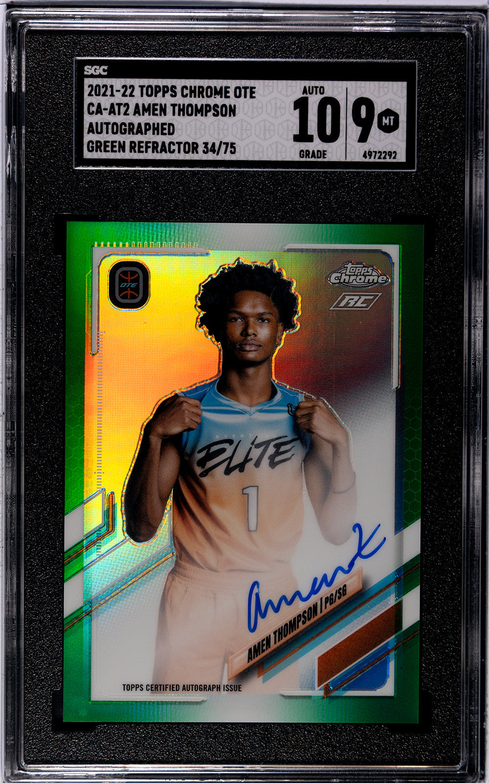 2021-22 Amen Thompson Topps Chrome Auto - SGC 9-Auto-10