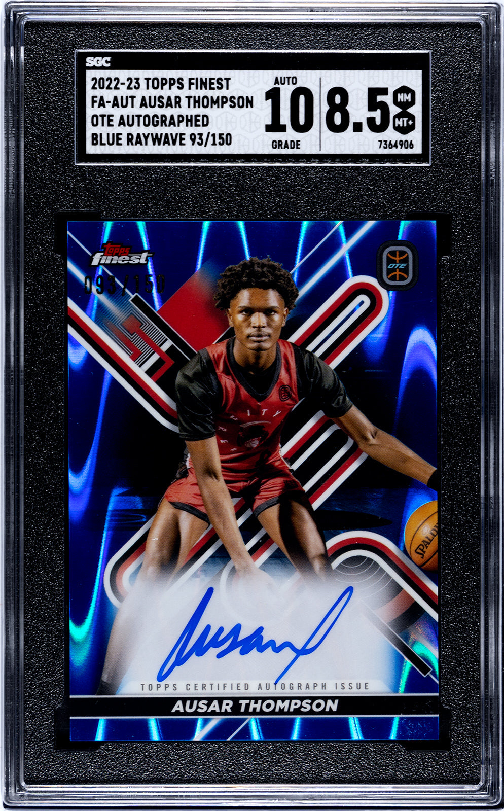 2022-23 Ausar Thompson Topps Finest Auto - SGC 8pt5-Auto-10